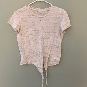 Madewell Knot Tie Front Tee Marled Heather Gray Short Sleeve Top XXS